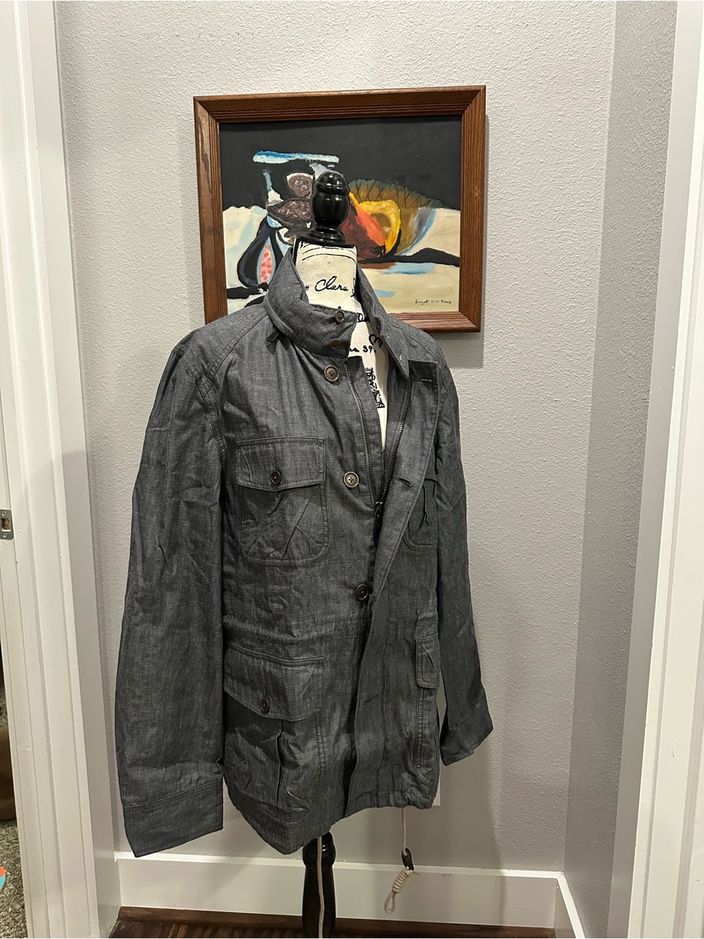 Fossil Charcoal Gray Military Field Jacket